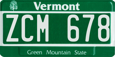 VT license plate ZCM678