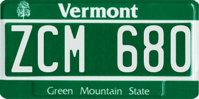 VT license plate ZCM680