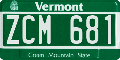 VT license plate ZCM681