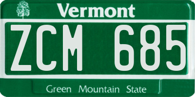 VT license plate ZCM685