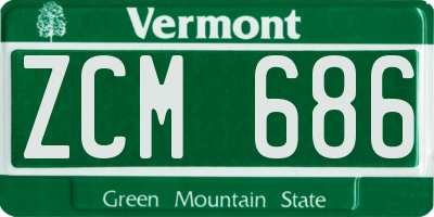 VT license plate ZCM686