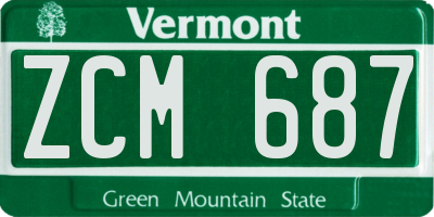 VT license plate ZCM687