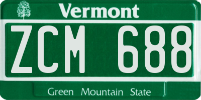 VT license plate ZCM688
