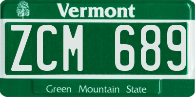 VT license plate ZCM689