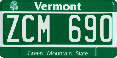 VT license plate ZCM690