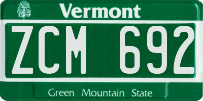 VT license plate ZCM692