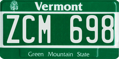 VT license plate ZCM698
