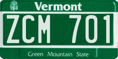 VT license plate ZCM701