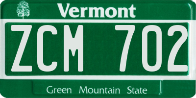 VT license plate ZCM702