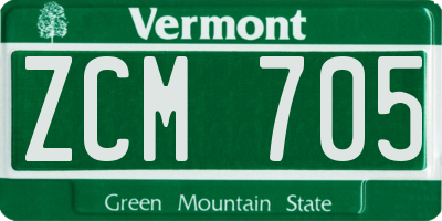 VT license plate ZCM705