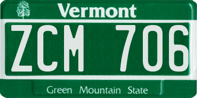 VT license plate ZCM706