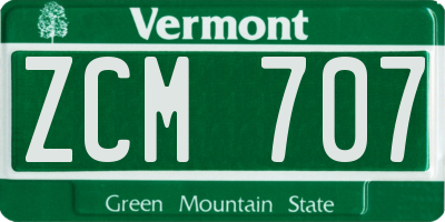 VT license plate ZCM707