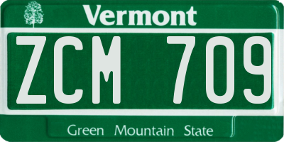 VT license plate ZCM709
