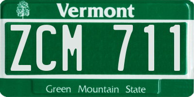 VT license plate ZCM711