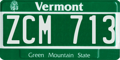 VT license plate ZCM713