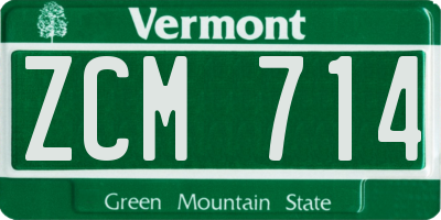 VT license plate ZCM714