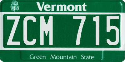 VT license plate ZCM715