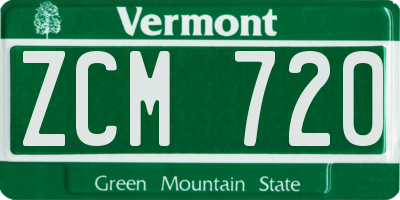 VT license plate ZCM720