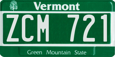 VT license plate ZCM721