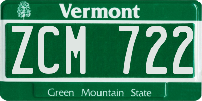 VT license plate ZCM722