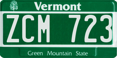 VT license plate ZCM723