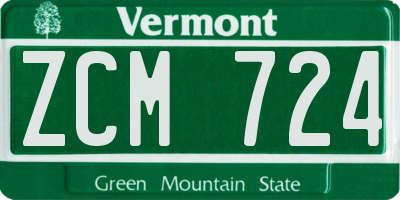 VT license plate ZCM724