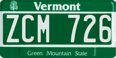 VT license plate ZCM726