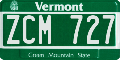 VT license plate ZCM727