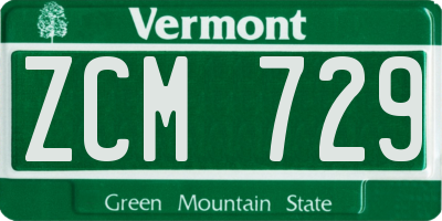 VT license plate ZCM729