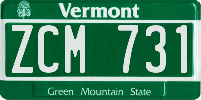 VT license plate ZCM731