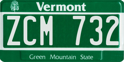 VT license plate ZCM732