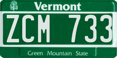 VT license plate ZCM733