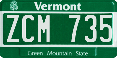 VT license plate ZCM735