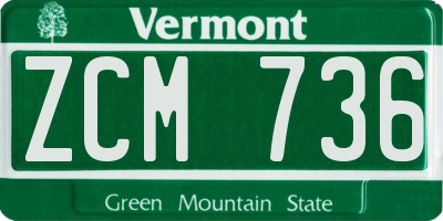 VT license plate ZCM736