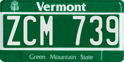 VT license plate ZCM739