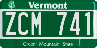 VT license plate ZCM741