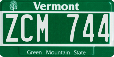 VT license plate ZCM744
