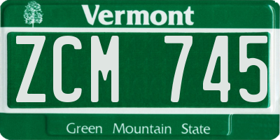 VT license plate ZCM745