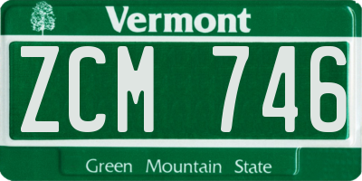 VT license plate ZCM746