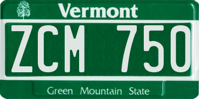 VT license plate ZCM750