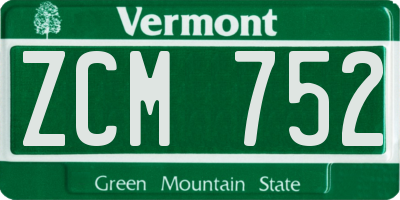 VT license plate ZCM752