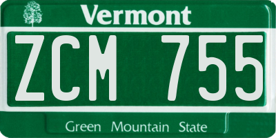 VT license plate ZCM755