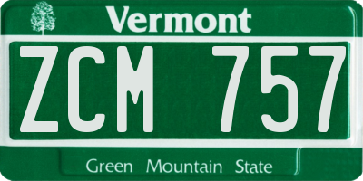 VT license plate ZCM757