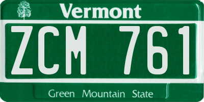 VT license plate ZCM761