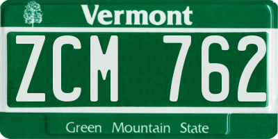 VT license plate ZCM762