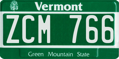 VT license plate ZCM766