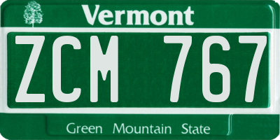 VT license plate ZCM767