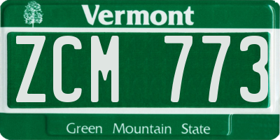 VT license plate ZCM773