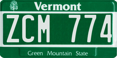 VT license plate ZCM774