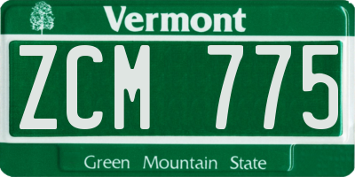 VT license plate ZCM775